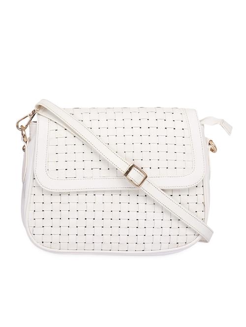 white textured leather sling bag - 9601564 - Very Small Image - 1