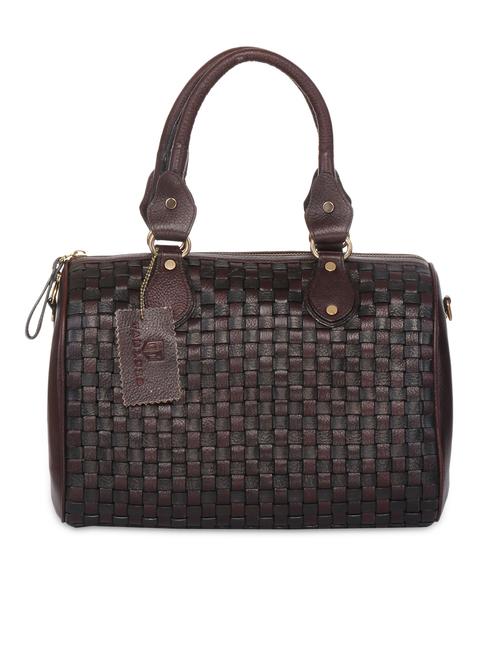 black and brown textured leather handbag - 9601578 - Very Small Image - 1