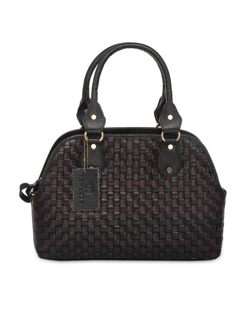 black and brown textured leather handbag - 9601582 - Very Small Image - 1