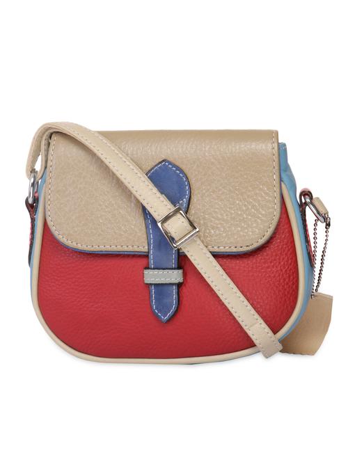 red and cream leather sling bag - 9601647 - Very Small Image - 1