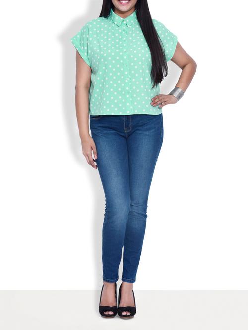 mint polka-dotted shirt - 9601914 - Very Small Image - 1