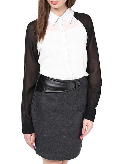 polyester color block sheer shirt - 960509 - Very Small Image - 1