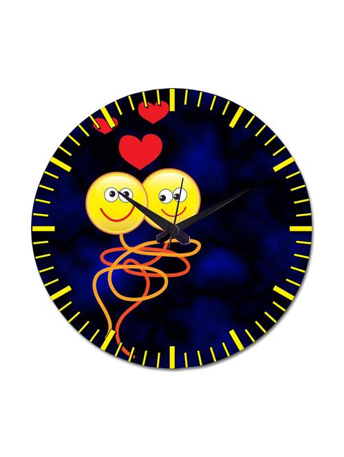 blue printed smiley wall clock - 9606596 - Very Small Image - 1