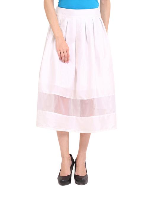 White Silk Flare Midi Skirt - 960739 - Very Small Image - 1