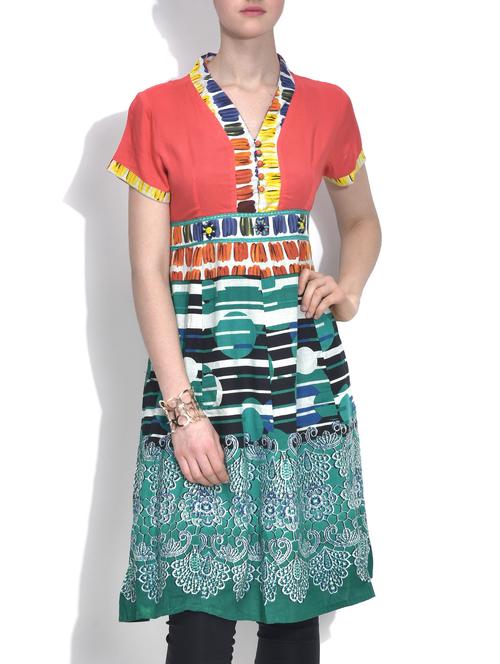 multi color, cotton printed anarkali kurta - 9608302 - Very Small Image - 1