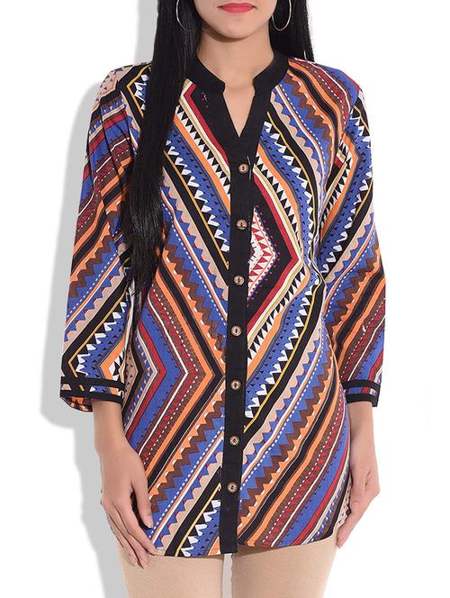 multicolored printed cotton shirt - 9608331 - Very Small Image - 1