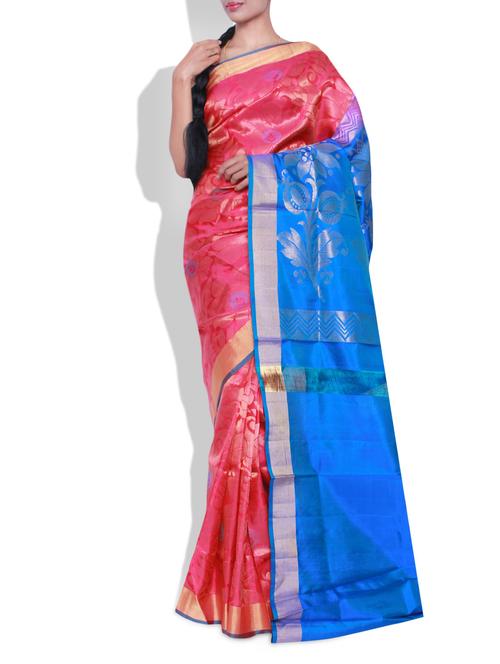 pothys pink and blue silk saree - 9609538 - Very Small Image - 1