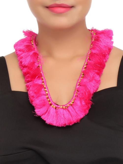 magenta embellished fringe necklace - 9610226 - Very Small Image - 1