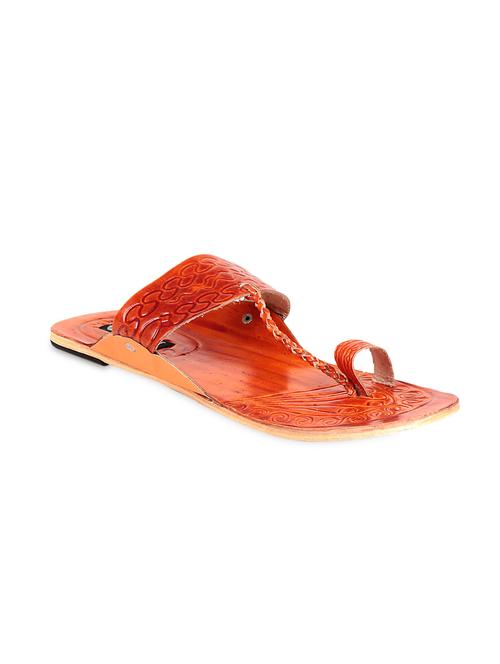 rust faux leather kolhapuri chappals - 9611164 - Very Small Image - 1