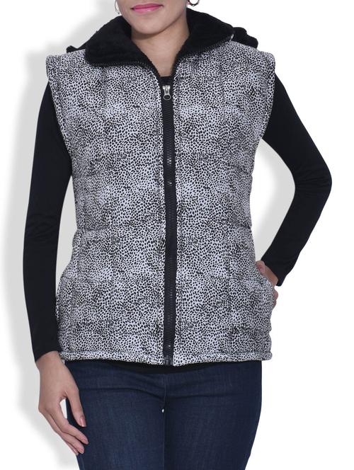 grey sleeveless quilted crepe jacket - 9611479 - Very Small Image - 1