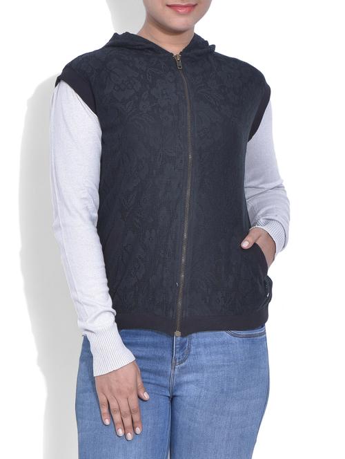 black printed zippered cotton jacket - 9611582 - Very Small Image - 1