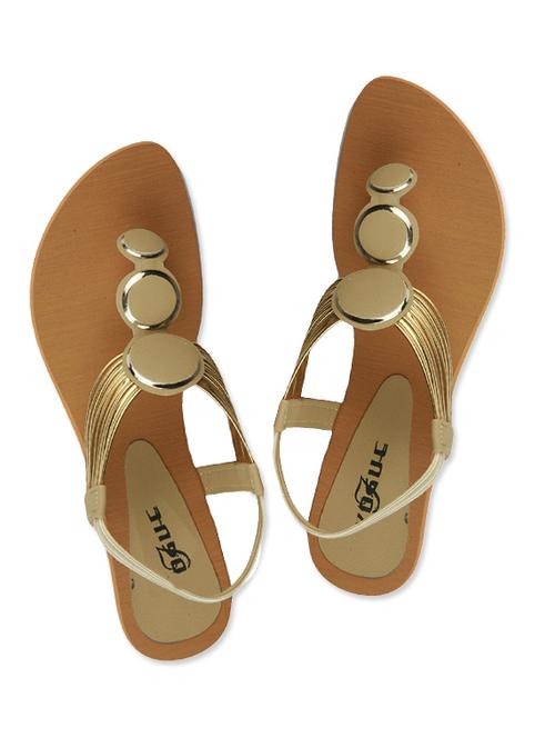 gold back strap leatherette sandals - 9611722 - Very Small Image - 1