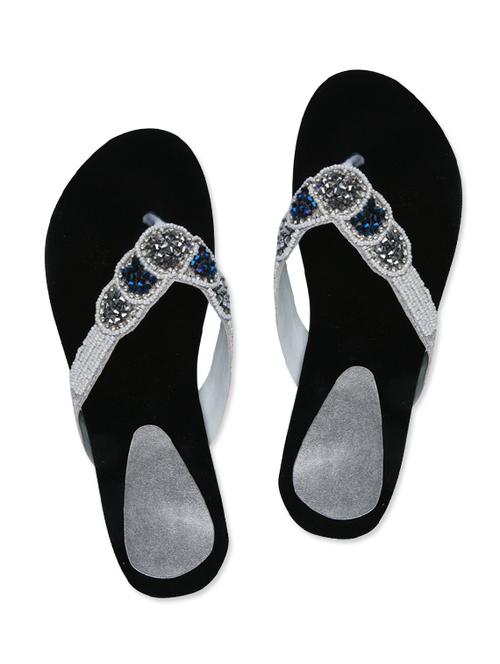 silver embellished faux leather flats - 9611740 - Very Small Image - 1