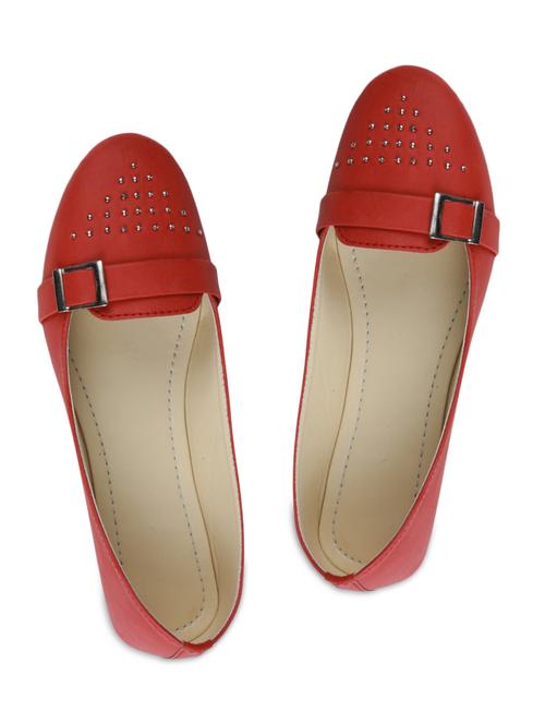 red embellished faux leather ballerinas - 9611922 - Very Small Image - 1