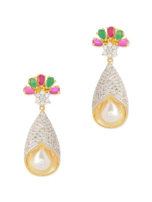 multicolored studded drop earrings - 9612801 - Very Small Image - 1