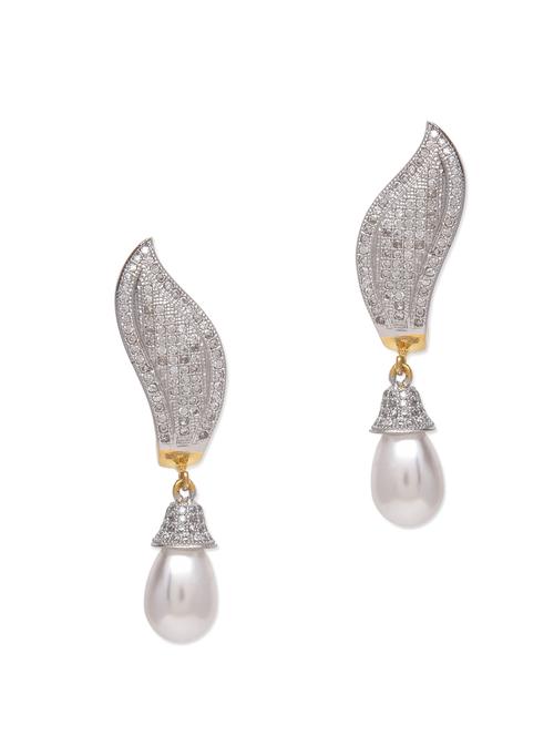 silver embellished pearl drop earrings - 9612803 - Very Small Image - 1