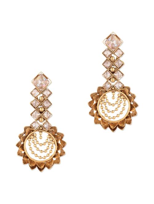gold studded sun danglers - 9612813 - Very Small Image - 1