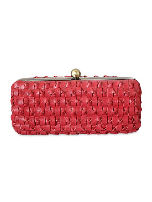 red leather weave designed clutch - 9612903 - Very Small Image - 1