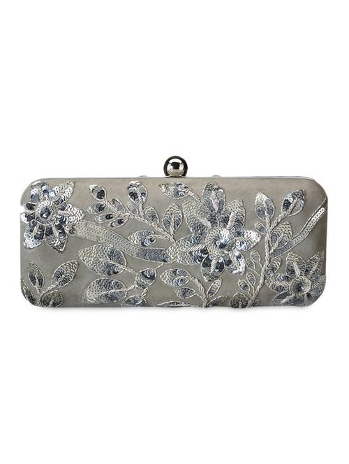 grey leather sequin worked clutch - 9612926 - Very Small Image - 1