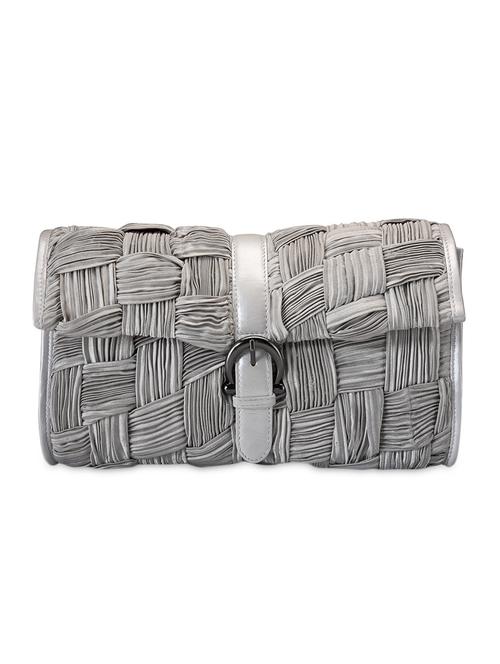 silver silk weave designed clutch - 9612930 - Very Small Image - 1