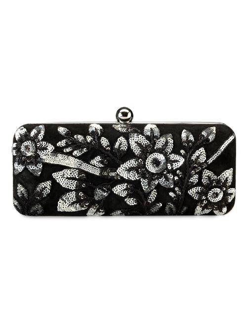 black leather sequin worked clutch - 9612932 - Very Small Image - 1