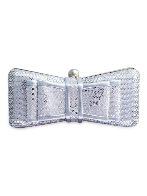 silver sequin worked clasp clutch for women - 9613157 - Very Small Image - 1