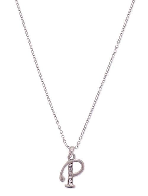 silver necklace with alphabet p pendant - 9613185 - Very Small Image - 1