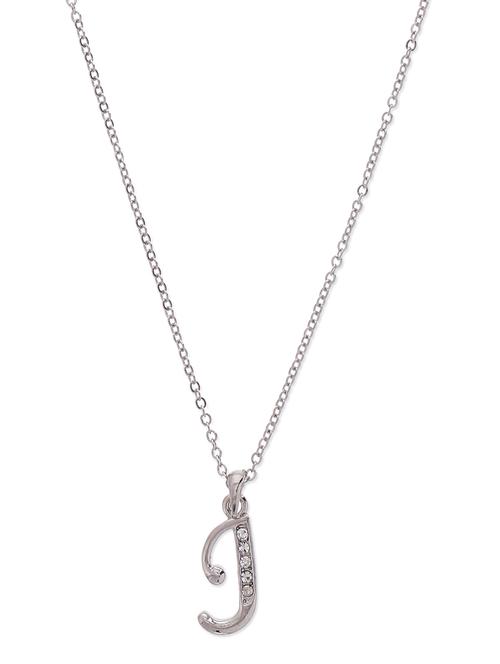 silver necklace with alphabet j pendant - 9613186 - Very Small Image - 1