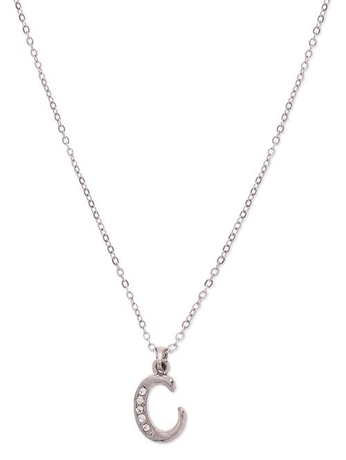 silver necklace with alphabet c pendant - 9613191 - Very Small Image - 1