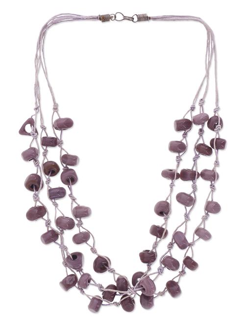 three layer thread necklace with lilac beads - 9613208 - Very Small Image - 1