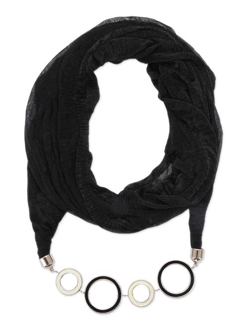black lycra scarf with white and black circle neckpiece - 9613275 - Very Small Image - 1