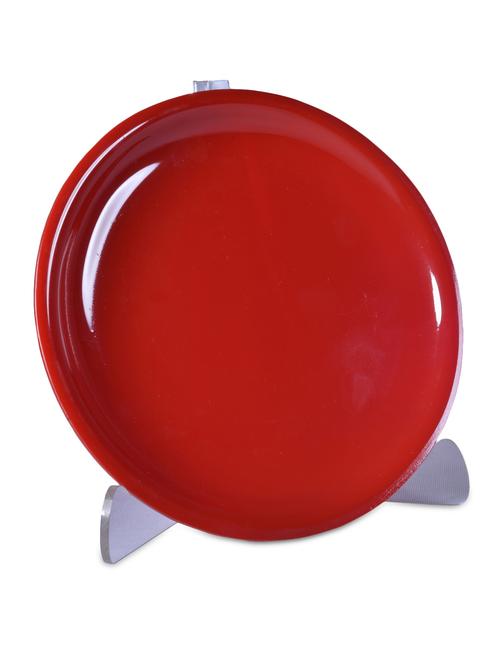 set of 6 red round quarter acrylic plate - 9614583 - Very Small Image - 1