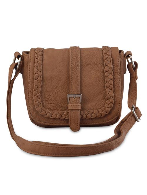 brown leatherette sling bag - 9615001 - Very Small Image - 1