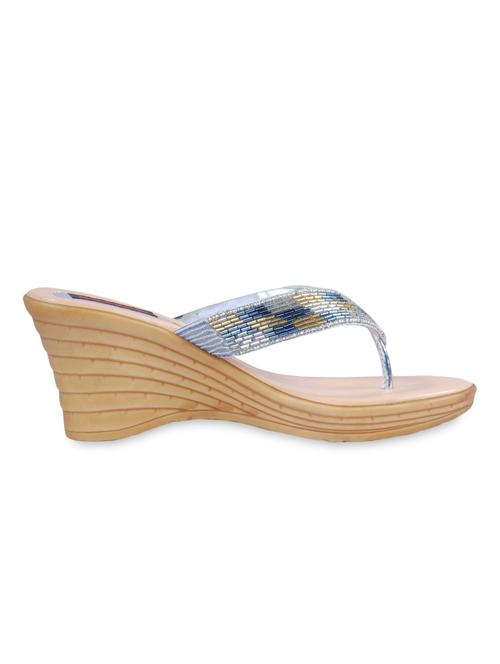 blue leatherette slip-on wedges - 9615121 - Very Small Image - 1