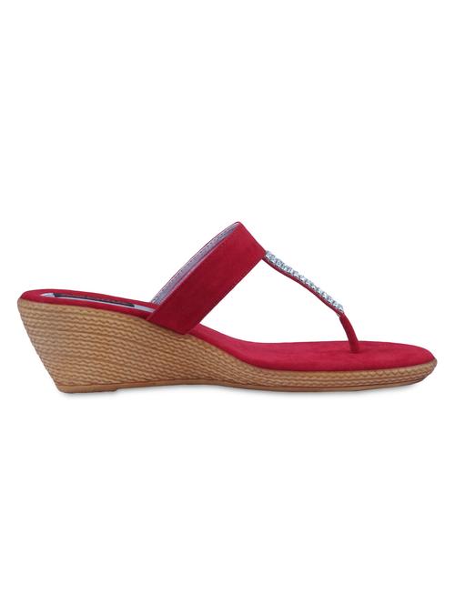 red suede embellished wedges - 9615122 - Very Small Image - 1