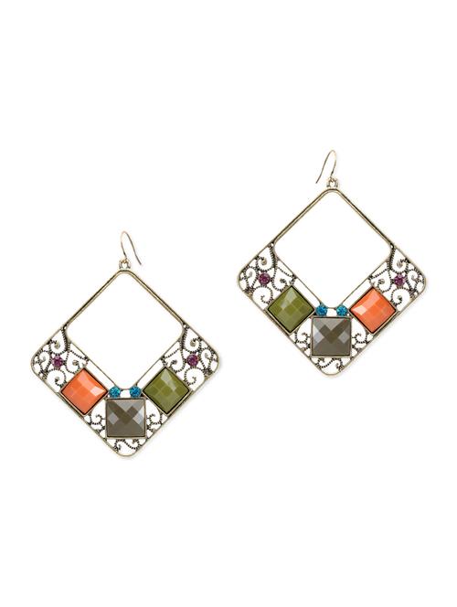 swarovski crystal embellished multicoloured earrings - 9615569 - Very Small Image - 1