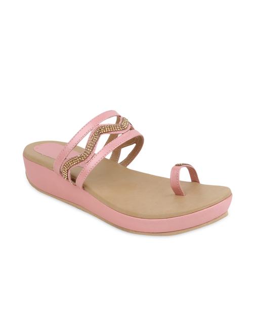 pink faux leather embellished sandals - 9616339 - Very Small Image - 1