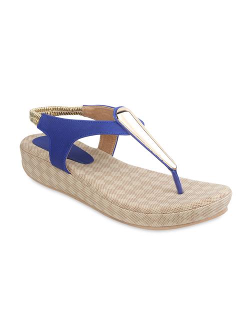 blue faux leather open toed wedges - 9616345 - Very Small Image - 1