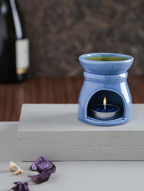 blue ceramic aroma set with wax candle - 9617252 - Very Small Image - 1
