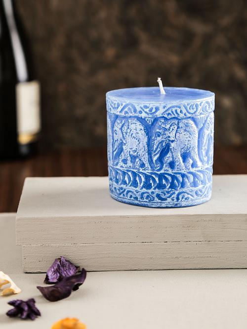 blue elephant designed wax pillar candle - 9617260 - Very Small Image - 1