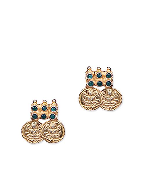 gold embossed ethnic coin earrings - 9618153 - Very Small Image - 1