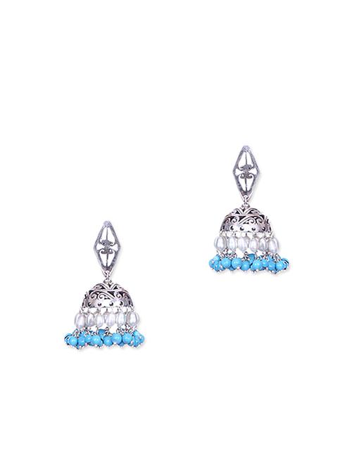 sterling silver beaded jhumkas - 9618228 - Very Small Image - 1