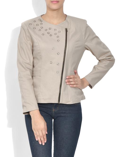 black embellished zippered cotton twill jacket - 9619704 - Very Small Image - 1
