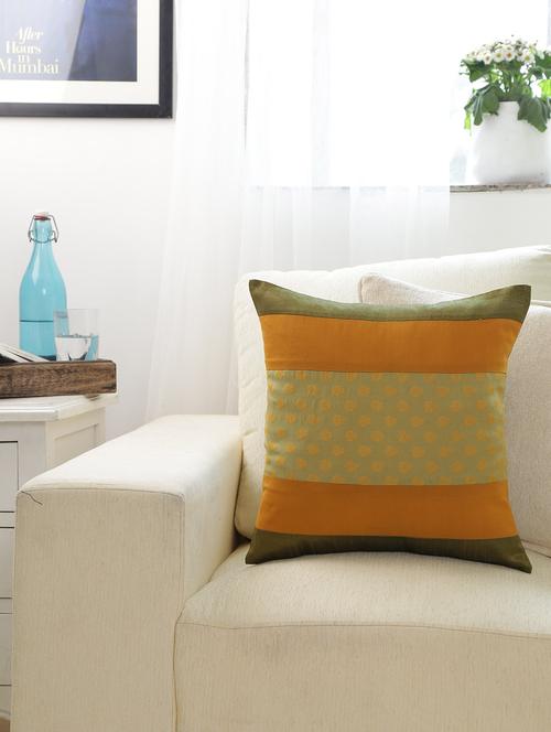 green cotton silk cushion cover - 9619741 - Very Small Image - 1