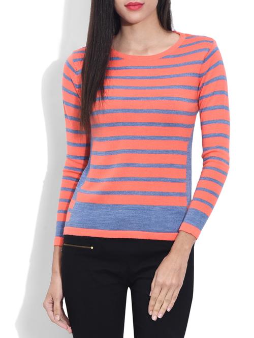 Red Cotton Striped Pullover - 9620236 - Very Small Image - 1