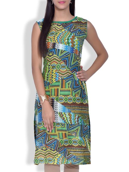 green cotton straight kurta - 9620832 - Very Small Image - 1