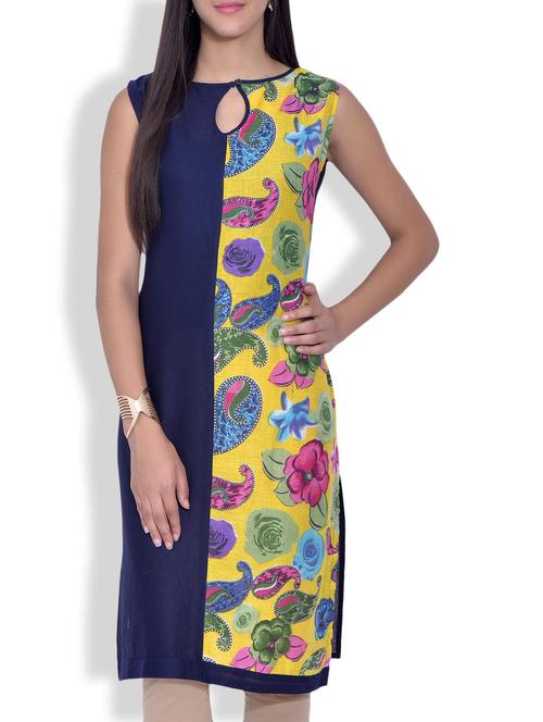 multi floral and paisley printed cotton kurta - 9620847 - Very Small Image - 1