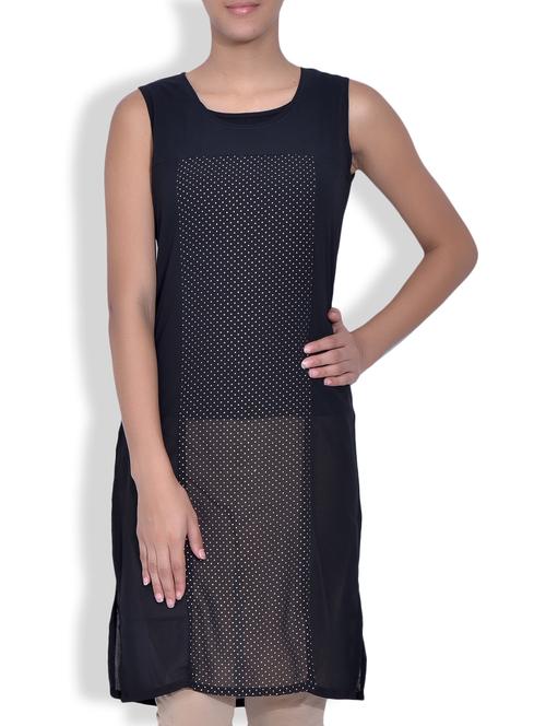 black georgette straight kurta - 9620853 - Very Small Image - 1
