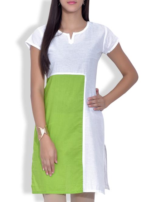 white cotton straight kurta - 9620854 - Very Small Image - 1
