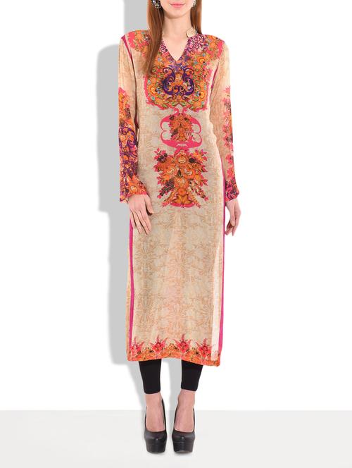 multi colored satin digital printed kurta - 9622364 - Very Small Image - 1